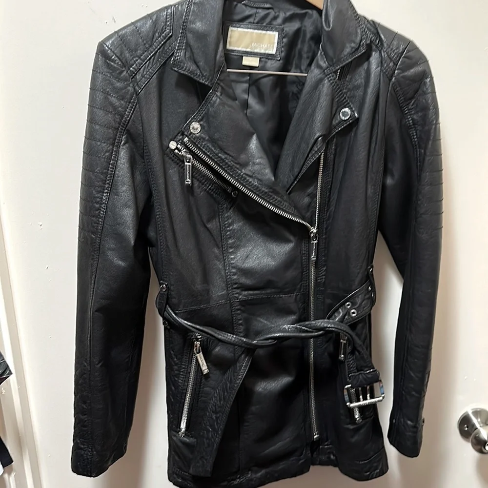 Michael Kors Black REAL Leather Jacket - M - Picture 2 of 6
